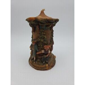 Vtg 9" German 3D Carved SCHWARZWALD Black Forest Pillar Candle